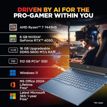 HP 15FB3130AX Gaming Laptop AMD Ryzen 7 7445HS 16GB RAM 512GB SSD NVIDIA RTX 4050 6GB 15.6 Inch Full HD Display Windows 11 - Image 3